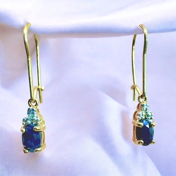 Ross-Simons | Sapphire & Diamond Gold Vermeil Earrings - Picture 5 of 13